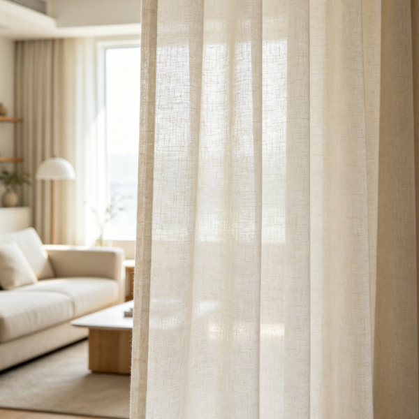 Soft milky-white linen curtains for bedrooms (soft-light fabric)