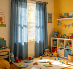 Korean-style solid linen curtains for bay windows (minimalist blackout fabric)