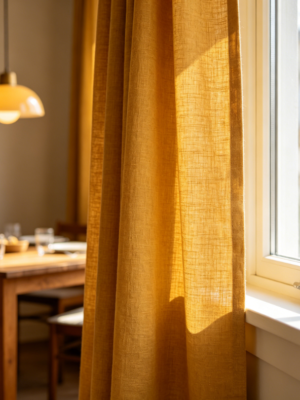 Fresh light green linen curtains for minimalist balconies (soft-light fabric)