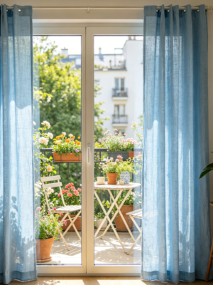 Zen-style plain linen curtains for minimalist studies (soft blackout fabric)