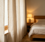 Japanese-style solid linen curtains for living rooms (versatile light-filtering sheer fabric)