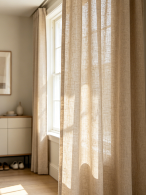 Affordable luxury light gray linen curtains for bedrooms (noise-reducing fabric)