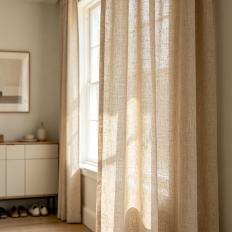 Affordable luxury light gray linen curtains for bedrooms (noise-reducing fabric)