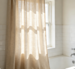 Minimalist off-white linen curtains for compact homes (soft blackout fabric)