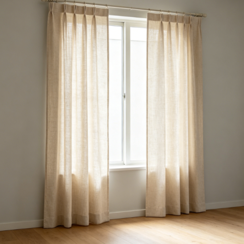 Rustic solid-color linen curtains for minimalist balconies (breathable fabric)
