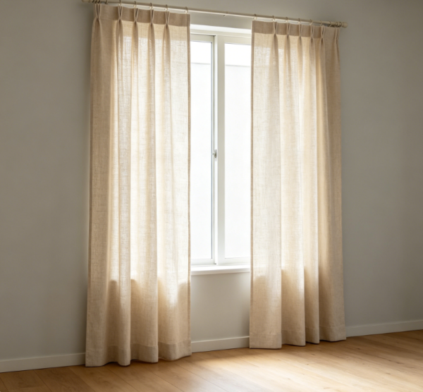 Rustic solid-color linen curtains for minimalist balconies (breathable fabric)